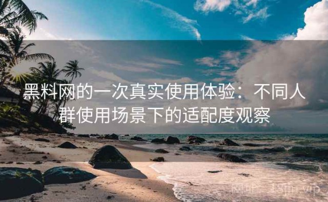 黑料网的一次真实使用体验：不同人群使用场景下的适配度观察