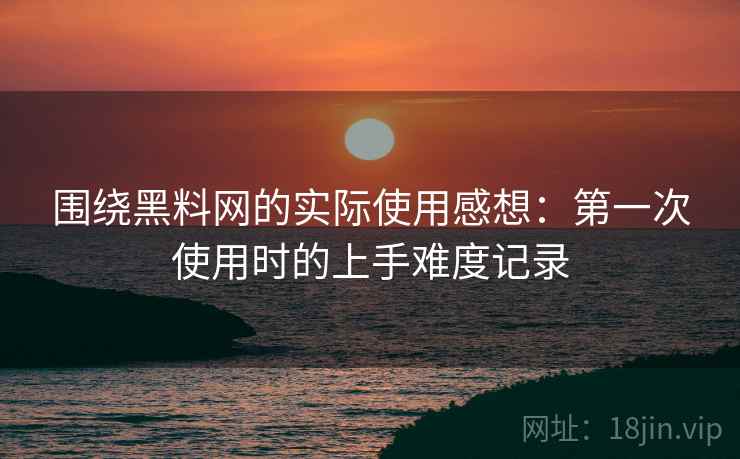 围绕黑料网的实际使用感想：第一次使用时的上手难度记录