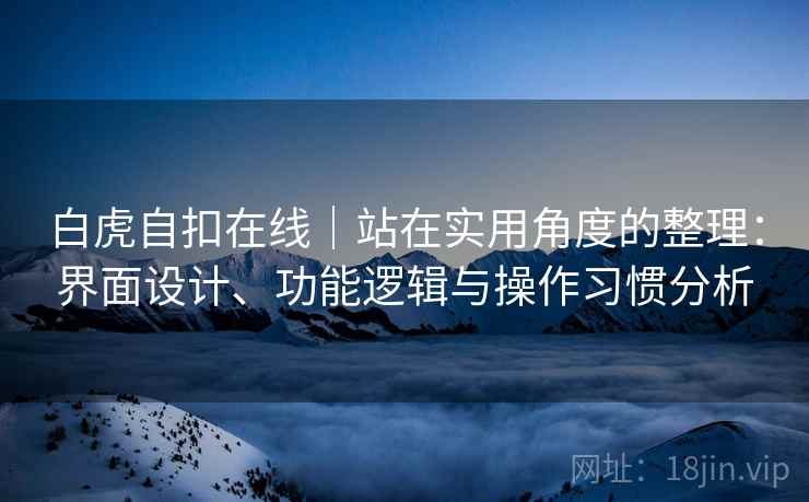 白虎自扣在线｜站在实用角度的整理：界面设计、功能逻辑与操作习惯分析