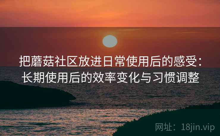 把蘑菇社区放进日常使用后的感受：长期使用后的效率变化与习惯调整