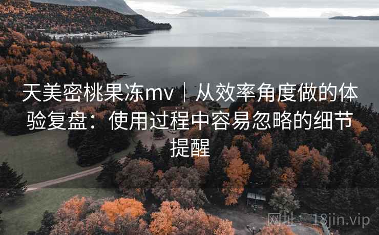 天美密桃果冻mv|从效率角度做的体验复盘:使用过程中容易忽略的细节提醒 天美密桃果冻mv|从效率角度做的体验复盘:使用过程中容易忽略的细节提醒
