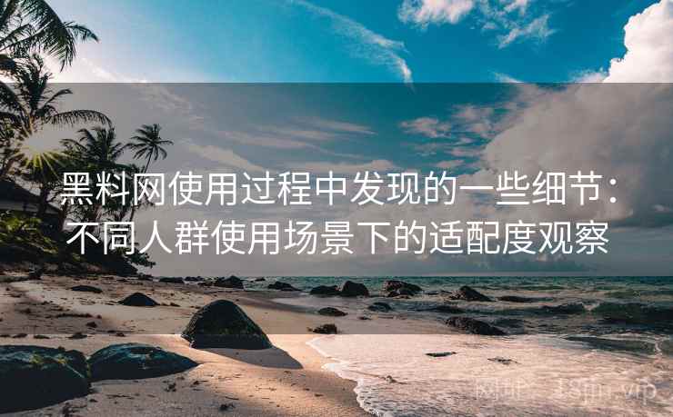 黑料网使用过程中发现的一些细节:不同人群使用场景下的适配度观察 黑料网使用过程中发现的一些细节:不同人群使用场景下的适配度观察